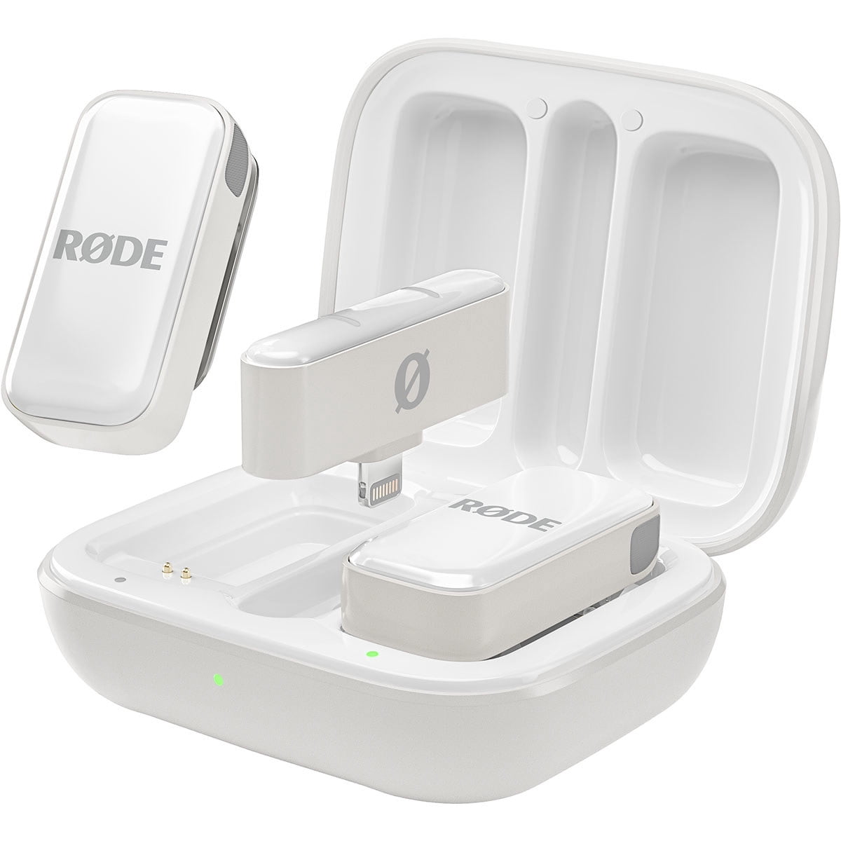 Rode Wireless Micro Ultra-Compact 2-Person Digital Wireless Microphone System with Lightning Connector, White, Bundle with Wall Charger
