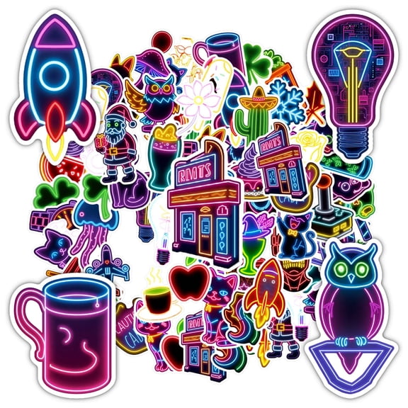 35pcs-50pcs Neon Stickers Animal Decals Cute Stickers Graffiti Decals for Laptops Phones Guitars