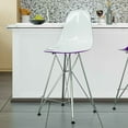 thumbnail image 3 of LeisureMod Cresco Modern Acrylic Barstool with Chrome Base and Footrest for Kitchen and Dining Room (White/Purple), 3 of 9