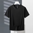 thumbnail image 2 of Camiseta de manga corta de seda helada para hombre - Camiseta deportiva de secado rápido - Poliéster transpirable, ropa informal para hacer ejercicio en interiores y exteriores, 2 of 8