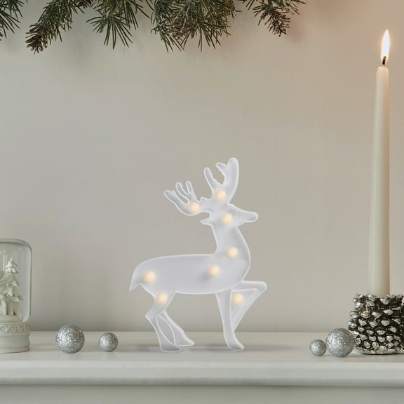 9.75" White Reindeer Christmas Marquee Wall Sign