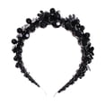 thumbnail image 4 of Diadema con para mujer Decoración de aro de pelo de cristal Favor de fiesta Diadema de Sombrero ancho hecho a mano para disfraces Negro, 4 of 8
