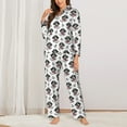 thumbnail image 2 of Yiaed Pirate Puppy Print Pajamas Women's Long Sleeve Sleepwear Soft Button Down Loungewear Pjs Lounge Set Nightwear Womens Pajama Pants-Large, 2 of 7