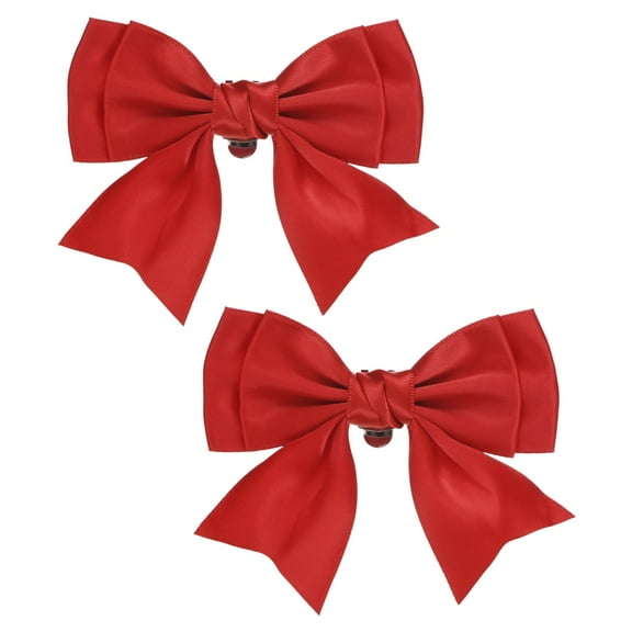 Uxcell 2-Pack Bow Shoe Clips, Satin Elegant Detachable Shoe Buckle Cute Bowknot Shoes Clip for Women [Red]