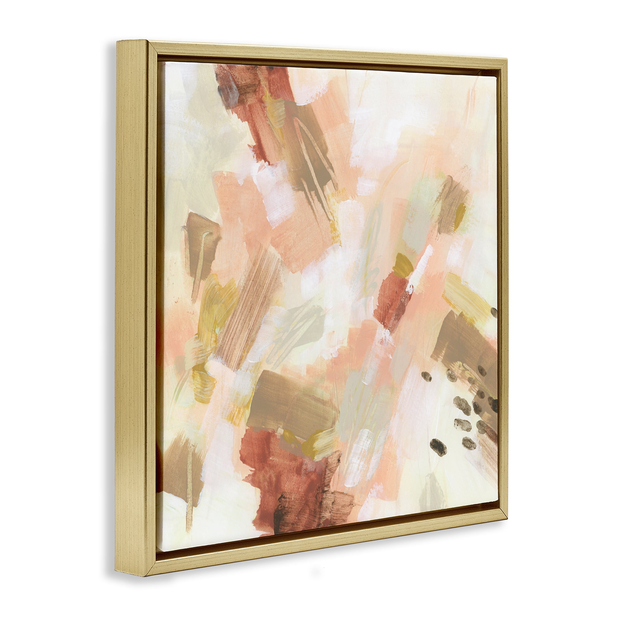 Stupell Industries Pale Abstract with Speckles Abstract Painting Gold Floater Framed Canvas Art Print Wall Art, 25 x 25