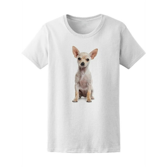 White Chihuahua Puppy Sitting T-Shirt Women -Image by Shutterstock, Female Medium