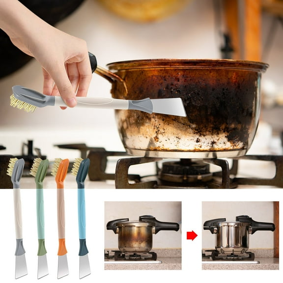 Stainless Steel Stove Cleaning Brush Double Headed Scraper for Range Hood Descaling and Oil Stains Removal Multifunctional Kitchen Tool for Easy Stove Top and Appliance Cleaning Topliu