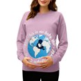 thumbnail image 2 of RKSTN Women's Maternity Sweatshirts Oversized Pregnancy Graphic Print Long Sleeve T Shirts Womens Casual Solid Plus Size Round Neck Loose Fits Comfy Funny Printed Pullover Hoodless Sweatshirt Tops, 2 of 7