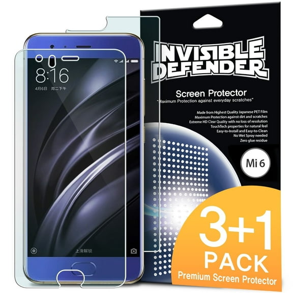 Xiaomi Mi 6 Screen Protector - Invisible Defender [3 Front and 1 Back/MAX HD CLEARNESS][Case Compatible] Perfect Touch Precision High Definition (HD) Clear Film