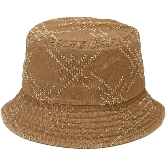 CoCopeaunts Cotton Bucket Hats for Women Distressed Little Hole Design Men Fisherman Hat Outdoor Sun Protection Basin Hat