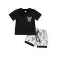 thumbnail image 2 of Toddler Western Baby Boy Summer Clothes Short Sleeve Cow Print T-Shirt Tops Shorts Set 2Pcs Casual Outfits Black 12-18 Months, 2 of 9