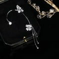 thumbnail image 6 of 1Pc Ear Cuffs Non Piercing, Butterfly Earrings, Alloy + AAA Grade Cubic Zirconia Vintage Hypoallergenic Ear Cuff Earrings Tassel Long Earrings Clip for Women, Gold Left Ear, 6 of 7