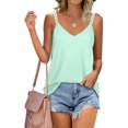 thumbnail image 2 of Camiseta sin mangas con tirantes finos de encaje,Camiseta sin mangas con tirantes finos de encaje para mujer Camiseta sin mangas con cuello en V para mujer Eficiencia maximizada, 2 of 5