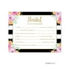 Fill-In-The-Blank - Bride Floral Gold Glitter Wedding Bridal Shower Game Cards, 20-Pack