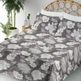 thumbnail image 3 of Ambesonne Flowers Fitted & Flat Sheet with Shams 4 Pcs Set, Butterflies Dahlia Orchid, Full, Off White Lilac Taupe, 3 of 5