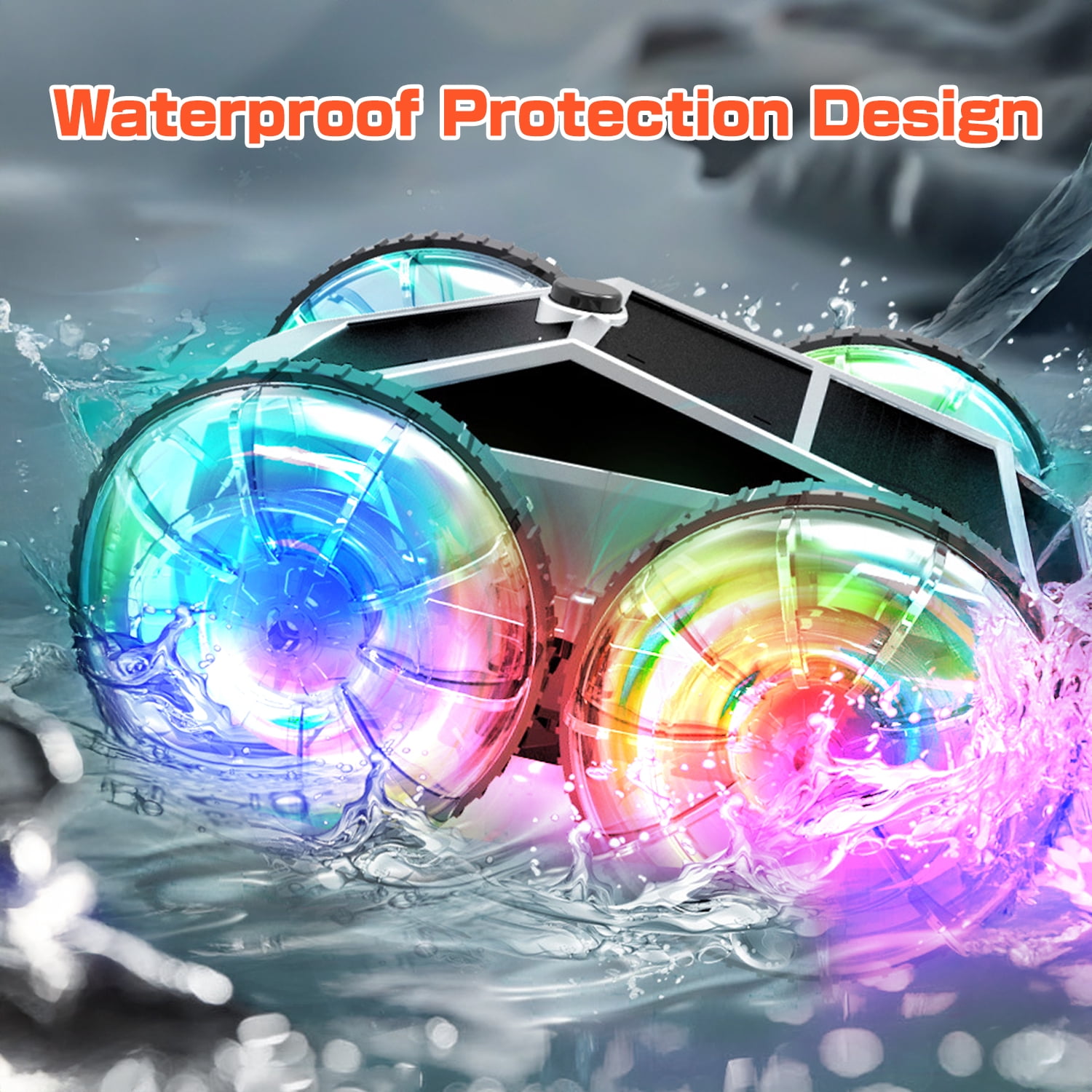 JoyStone RC Car for Kids, 4WD Amphibious Remote Control Car with LED Lights and 360° Rotating Stunts, All-Terrain Off-Road Monster Truck Toy Gift for Boys Girls
