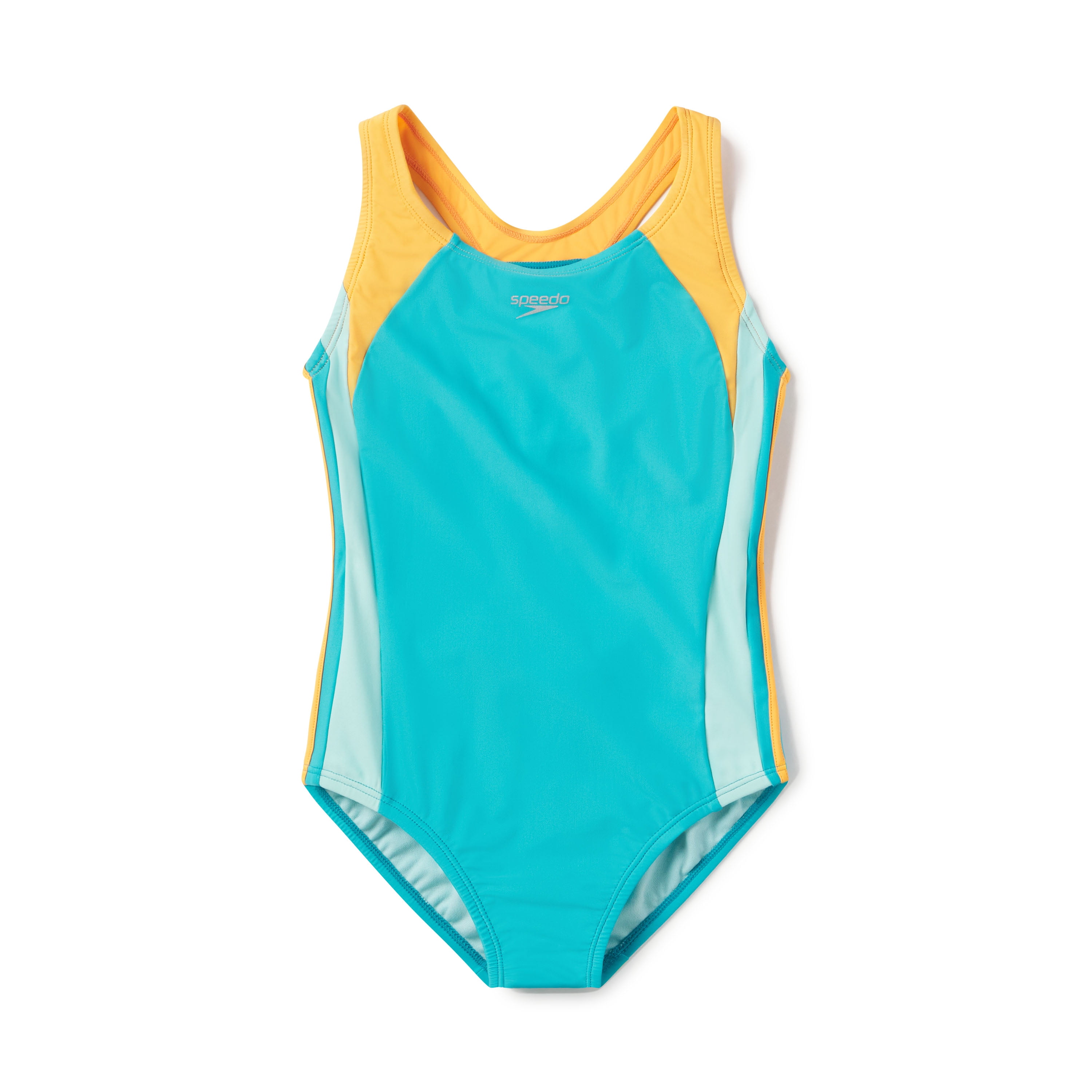 Speedo Girls Infinity Splice One Piece Thick Strap Swimsuit - Scuba Blue, Size: 8