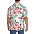 thumbnail image 5 of Vsdgher Flamingo Flower Print Men's Wrinkle Free Untucked Cuban Shirt Business Casual Button Down Shirts Short Sleeve Shirt, 5 of 7