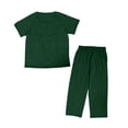thumbnail image 5 of OIOLOYJM 2 Piece Post Surgery Recovery Sets for Men Women Cotton Soft Breathable Tear Away Side Snap Outfits Short Sleeve Shirt and Lounge Pants Sets Dark Green 2XL, 5 of 5