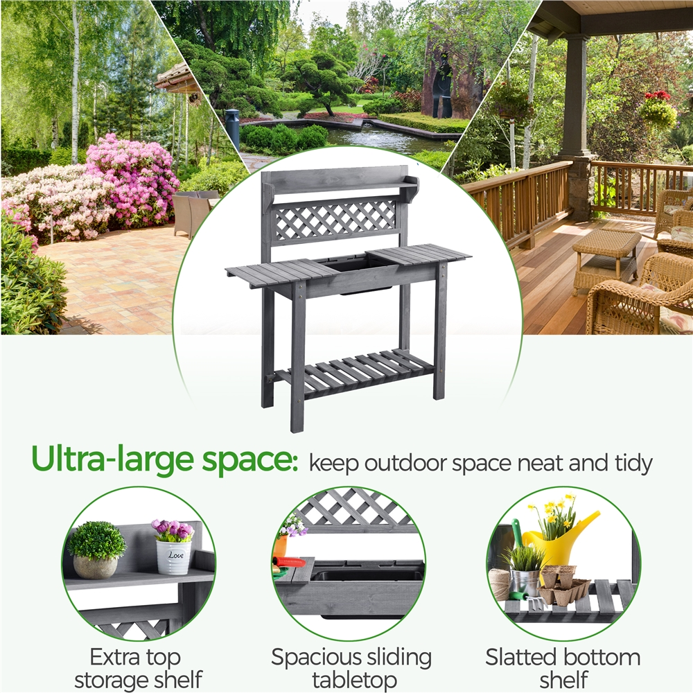 Renwick Gray Fir and Wood Potting Bench