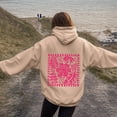 thumbnail image 7 of Pullovers Shirts Ladies Winter Loose Fit Hooded Long Sleeve Cap One Shoulder Drawstring Floral Hoodie Cotton Hoodies (Khaki,M), 7 of 7