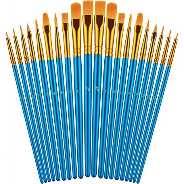 Zhuge Juego de pinceles para pintar, 20 piezas de pinceles para pintura acrílica, pincel para pintura al óleo y acuarela, azul