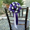 thumbnail image 3 of Purple & Silver Pull Bows - 8" Wide, Set of 6, Christmas, Wedding Pew Bows, Reception, Anniversary, Mardi Gras, 3 of 5