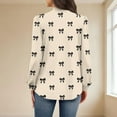 thumbnail image 4 of YueHuiYing Women's Fall Round Neck Fashionable Casual Long Sleeved Loose Casual Elastic Printed Top, 4 of 6
