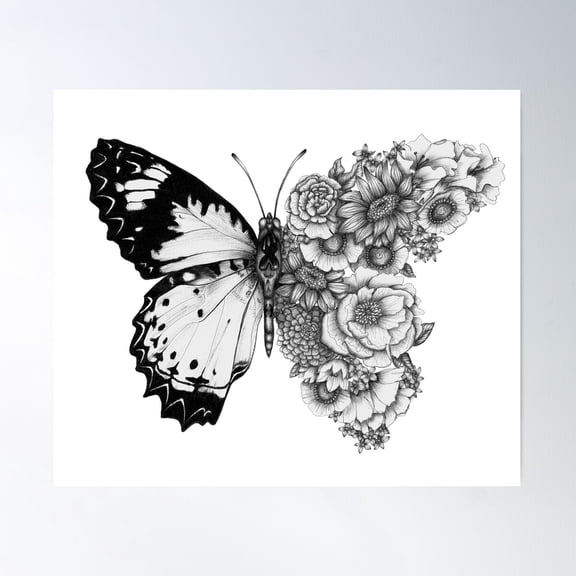 Butterfly In Bloom Poster Wall Art, Modern Wall Decor For Living Room Bedroom, 8x12 UNFRAMED