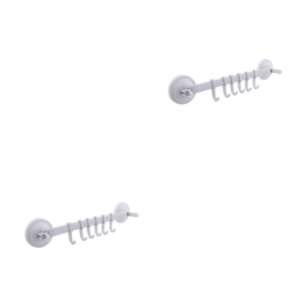 Injueey Colgador de pared para baño, estante de 6 ganchos, estantes colgantes ajustables, organizador, ventosa, tipo de bloqueo, multiusos Blanco 2piezas