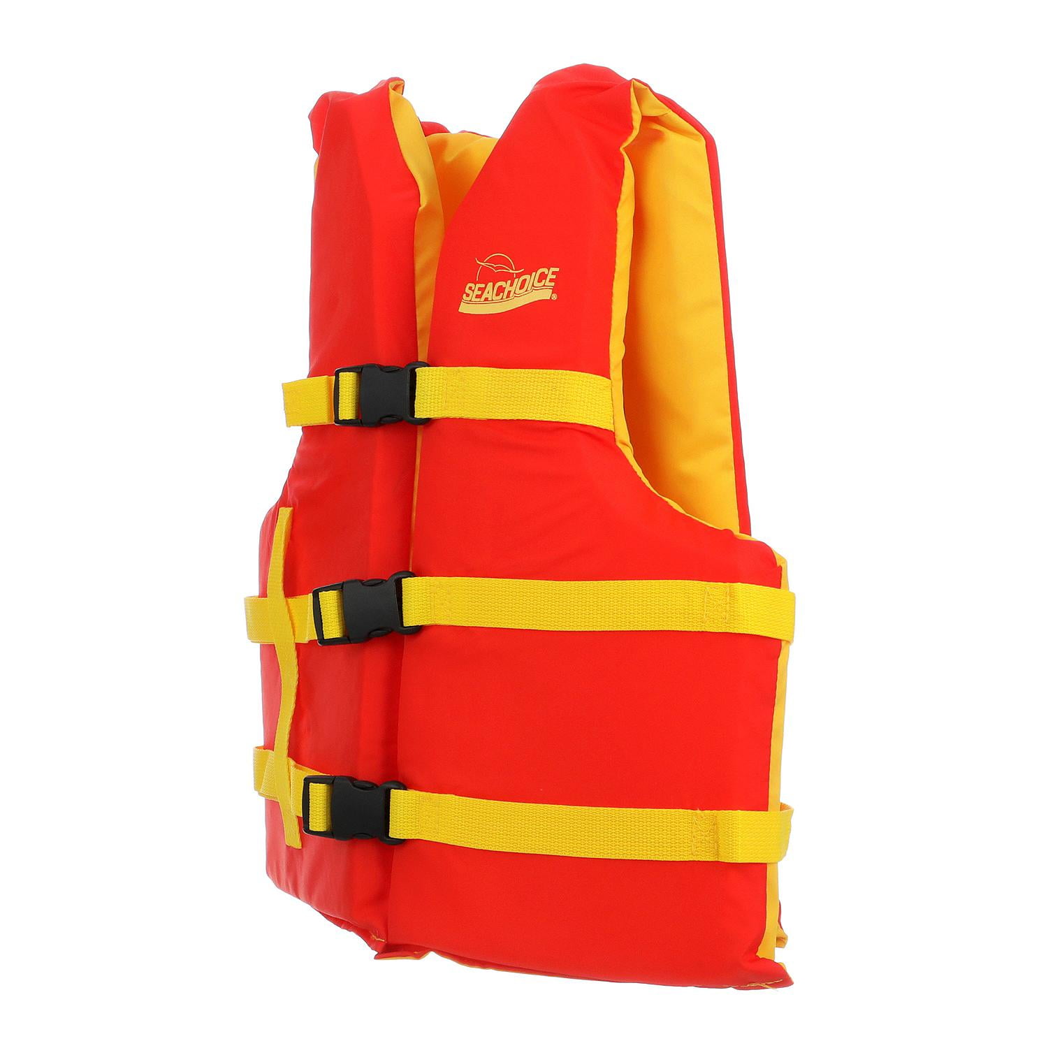 Seachoice Level 70 Life Jacket, Adjustable Boat Vest, Blue/Yellow, Universal Adult, Over 90 Lbs.