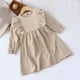 thumbnail image 2 of Odeerbi Niñas Ruffle Manga Larga Vestido de Algodón Primavera Verano Retro Vintage Princesa Vestidos Color Sólido Cuello Redondo Vestido, 2 of 8