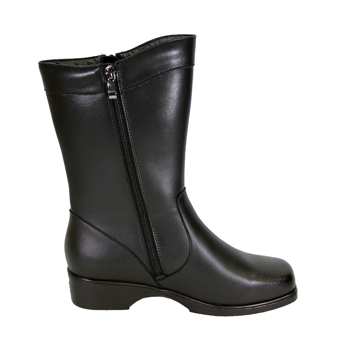 PEERAGE Athena Women Wide Width Wide Calf Casual Leather Boot BLACK 9