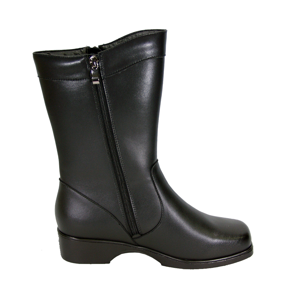 PEERAGE Athena Women Wide Width Wide Calf Casual Leather Boot BLACK 12 - image 3 of 7