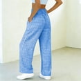 thumbnail image 6 of Summer Pants For Women Elastic Waist Plaid Wide Leg Cozy Lounge Pants Womens Casual Checked Loose High Waisted Lightweight Comfy Trouses, 6 of 6