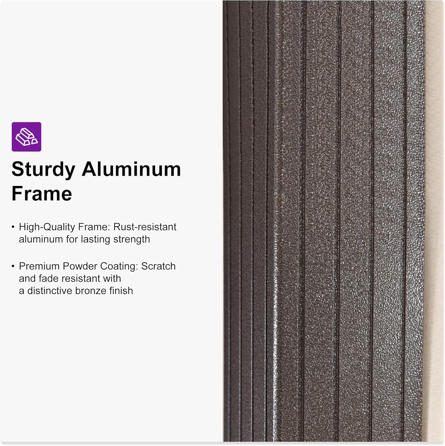PURPLE LEAF 8’ X 8’ Outdoor Patio Hardtop Gazebo Metal Frame Galvanized Steel Double Roof with Curtains and Nettings for Backyard Desk Bronze