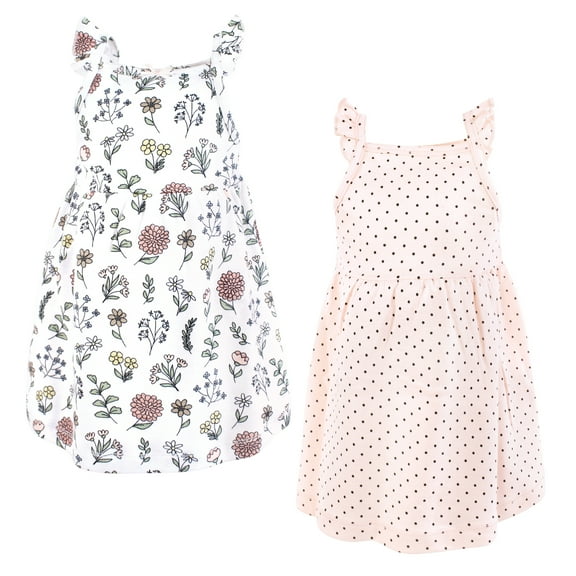 Luvable Friends Hudson Baby Dresses 2pk, Spring Bloom, 0-3M