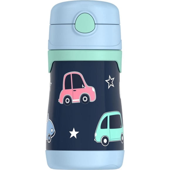 Thermos Baby Vacuum Insulated Stainless Steel 10 oz Straw Bottle, Cars