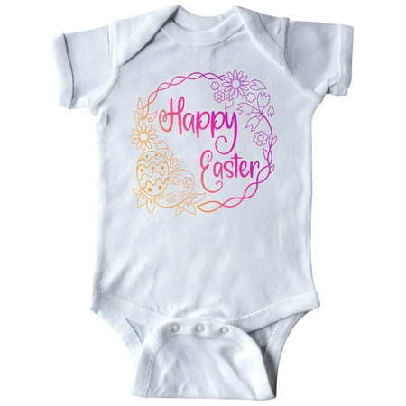 

Inktastic Happy Easter Spring Wreath with Eggs and Flowers Gift Baby Boy or Baby Girl Bodysuit