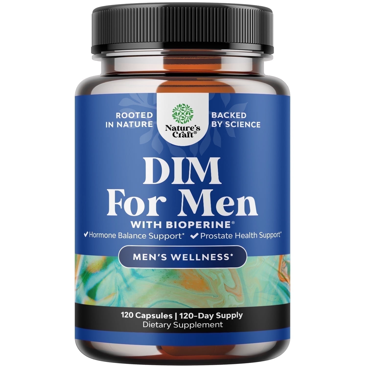 Natures Craft DIM Supplement for Men, Estrogen Blocker Hormone Balance Support, 120 Capsules
