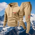 thumbnail image 4 of Ceisia Men's PARIS Print Hooded Tracksuit Set with Kangaroo Pocket for Casual & Sports Wear Khaki S Gifts, 4 of 5