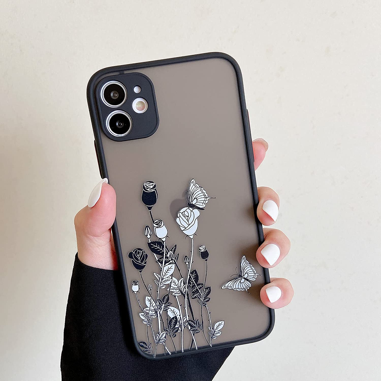 Case For Iphone 11 6 1 Black Butterfly Rose Cute Girls Case Matte Floral Soft Silicone Case Thin Slim Lightweight Protective Bumper Cover For Iphone 11 6 1 Butterfly Walmart Com