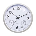 thumbnail image 1 of Reloj de pared redondo, termómetro, higrómetro, reloj moderno silencioso con pantalla de fácil lectura e instalación rápida, cuerpo de PP resistente, adecuado para Li Blanco, 1 of 6