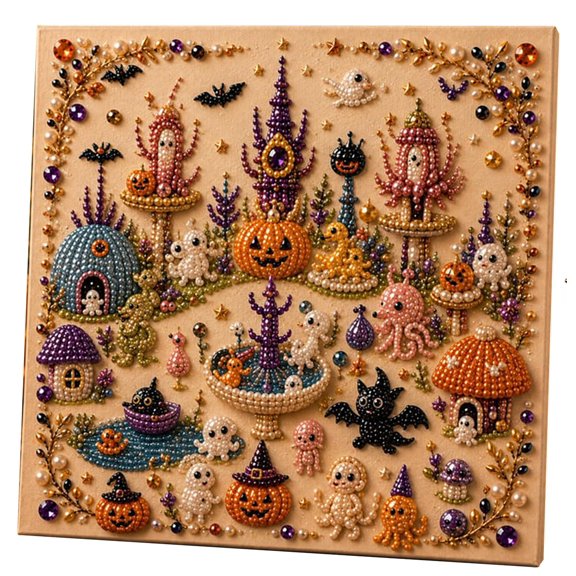 Pearl Halloween Wall Art Kit - Spooky Pearl Diamond Art Kits for Adults & Beginner, 3D Diamond Painting Kits for Home Wall Decor，#05