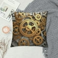 thumbnail image 2 of JEUXUS  Clock Throw Pillow Cushion Cover, Gears in Style of Steampunk Mechanical Design Engineeringme Print, Decorative Square Accent Pillow Case, Orange Brown, 2 of 5
