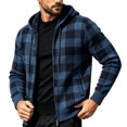 thumbnail image 5 of Ceisia Men Plaid Fleece Lined Hooded Jacket Buffalo Check Full Zip Drawstring Hood Side Pockets Warm Coat For Cold Weather Outdoor Casual Street Style Gift, 5 of 6