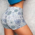 thumbnail image 4 of Fotbe Retro ice blue snowflakes Seamless Shorts, Womens Workout Shorts High Waist Stretch Booty Short for Gym/Yoga/Running/Biking-Medium, 4 of 9