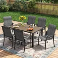 thumbnail image 6 of Techmilly Patio Chairs Set of 6, Outdoor Dining Chairs High Back with All Weather Breathable Textilene, Metal Frame for Lawn Garden Backyard Deck, Dark Grey, 6 of 9