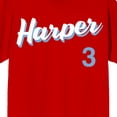 thumbnail image 2 of MLBPA Bryce Harper 3 Adult Red Crew Neck Short Sleeve T-shirt-Medium, 2 of 7