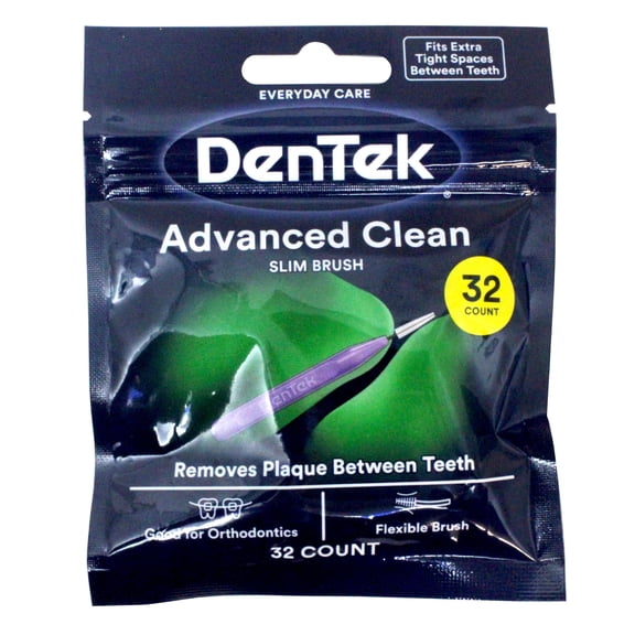 DenTek Slim Brush Advanced Clean Interdental Cleaners, Tight, Fresh Mint, 32 Count